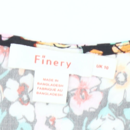 Finery Womens Multicoloured Floral Viscose Blouse Size 10 Tunic Puff Sleeve
