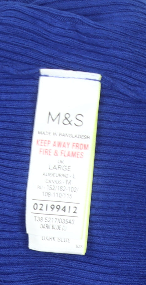 Marks and Spencer Women’s Blue V-Neck Short Sleeve Knit Jumper Size L