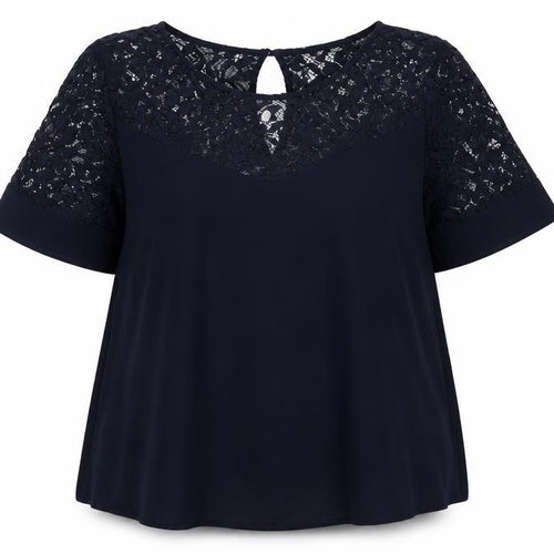 Peacocks Women’s Blue Lace Tunic Blouse Size 10 Short Sleeve