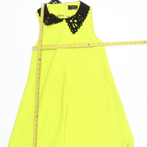 AX Paris Women’s Yellow Collared A-Line Dress Size 8 Sleeveless Party
