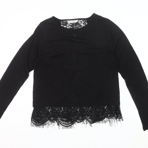 Miss Selfridge Women’s Black Lace Hem Tunic Blouse Size 10
