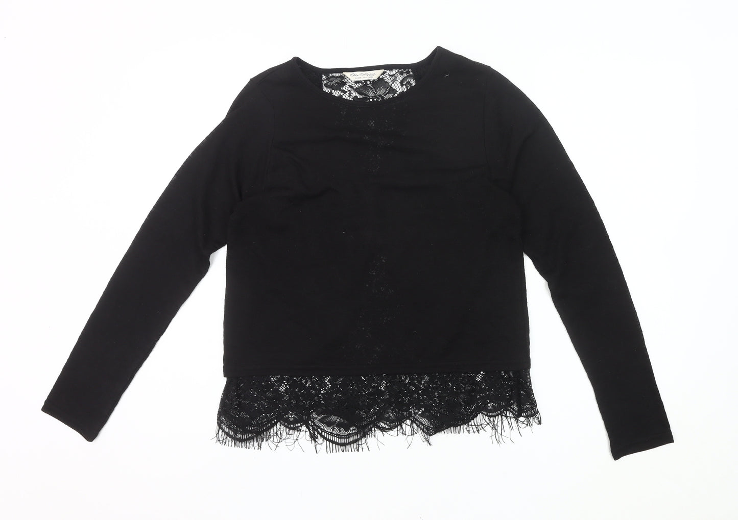 Miss Selfridge Women’s Black Lace Hem Tunic Blouse Size 10