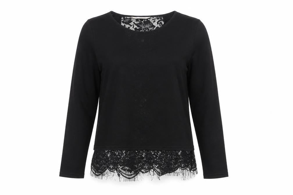 Miss Selfridge Women’s Black Lace Hem Tunic Blouse Size 10