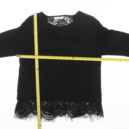 Miss Selfridge Women’s Black Lace Hem Tunic Blouse Size 10