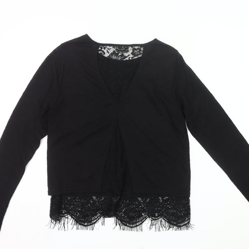 Miss Selfridge Women’s Black Lace Hem Tunic Blouse Size 10