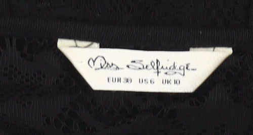 Miss Selfridge Women’s Black Lace Hem Tunic Blouse Size 10
