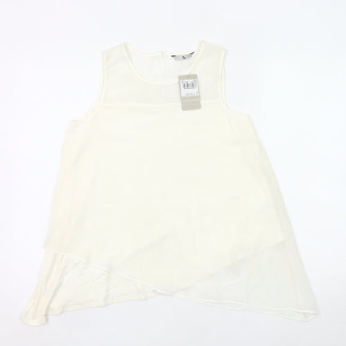 Tu Women’s Ivory Sleeveless Tunic Blouse Size 8 Viscose Blend
