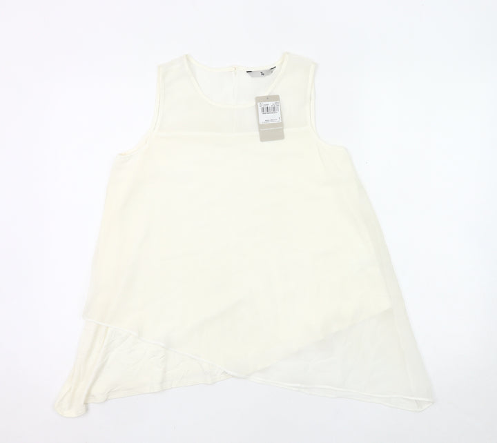 Tu Women’s Ivory Sleeveless Tunic Blouse Size 8 Viscose Blend