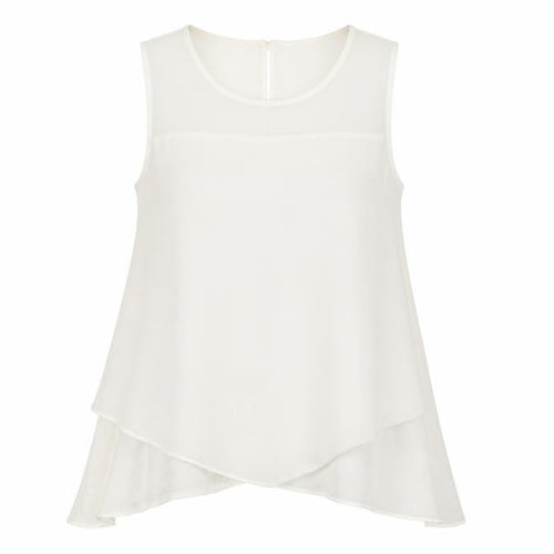 Tu Women’s Ivory Sleeveless Tunic Blouse Size 8 Viscose Blend