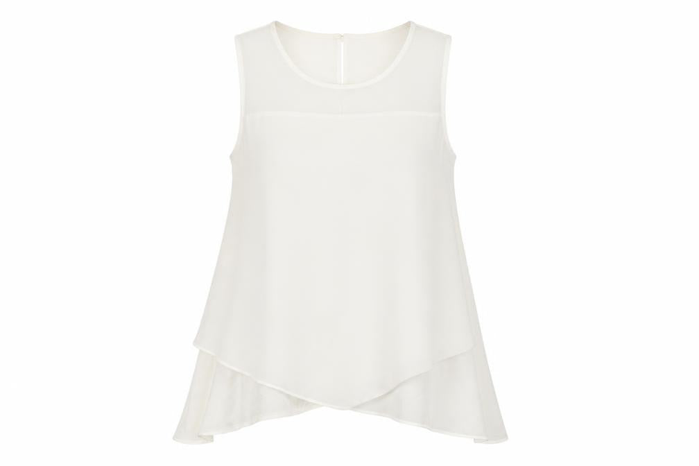 Tu Women’s Ivory Sleeveless Tunic Blouse Size 8 Viscose Blend
