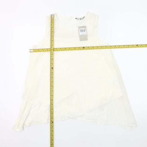 Tu Women’s Ivory Sleeveless Tunic Blouse Size 8 Viscose Blend