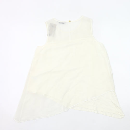 Tu Women’s Ivory Sleeveless Tunic Blouse Size 8 Viscose Blend
