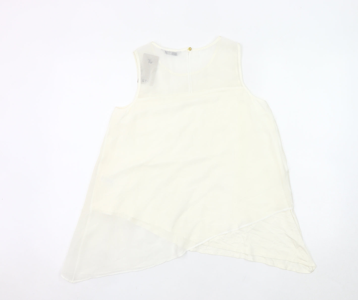 Tu Women’s Ivory Sleeveless Tunic Blouse Size 8 Viscose Blend