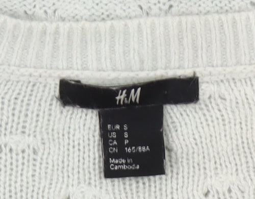 H&M Women’s Grey Angora Wool Blend Crew Neck Pullover Jumper S