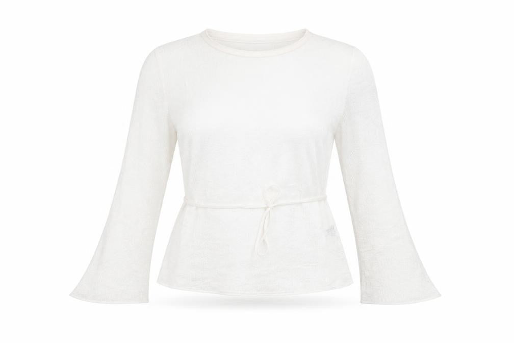 Zara Women’s White Knit Wrap Blouse Top XL Long Sleeve Flared