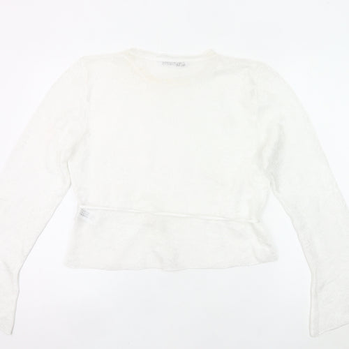 Zara Women’s White Knit Wrap Blouse Top XL Long Sleeve Flared