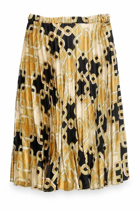 Front view of H&M Women’s Multicoloured Geometric Pleated Midi Skirt XL
