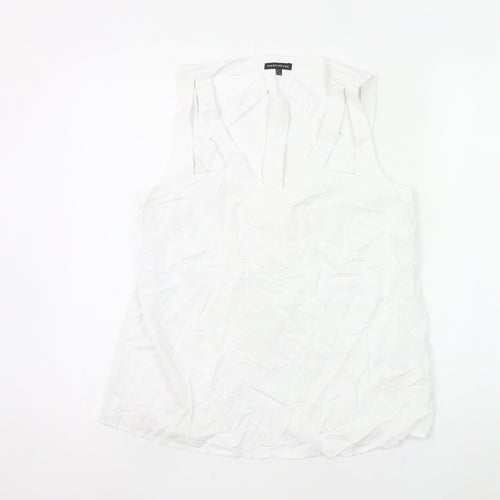 Warehouse Women’s White Sleeveless V-Neck Blouse UK 14