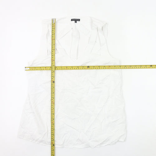 Warehouse Women’s White Sleeveless V-Neck Blouse UK 14
