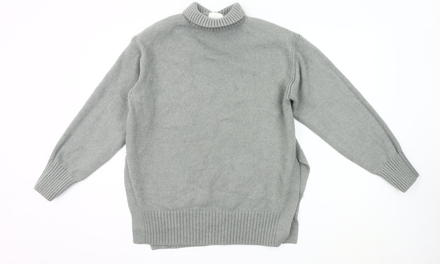 H&M Women’s Grey Mock Neck Pullover Jumper Size S Wool Blend