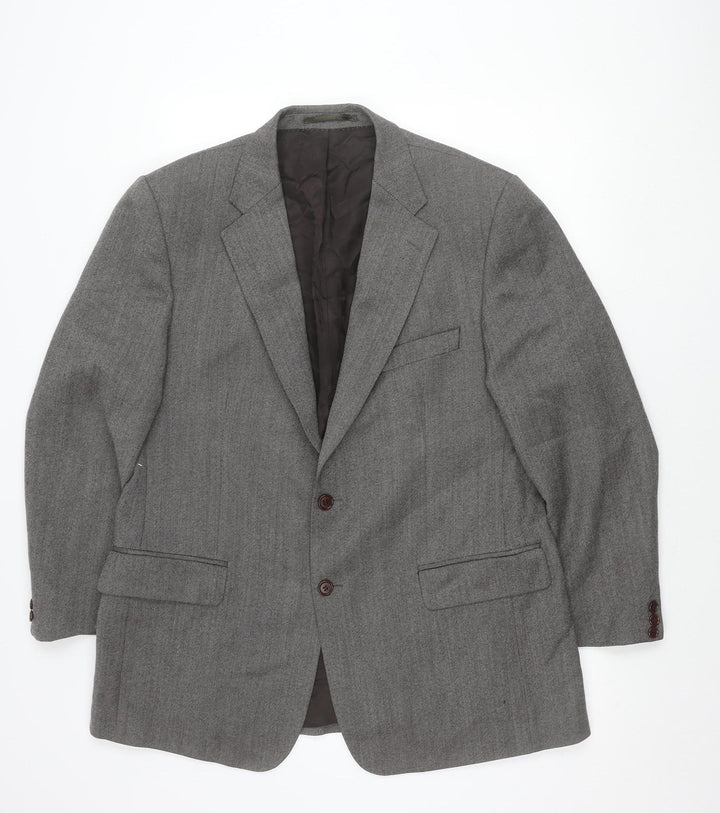 Magee Men's Grey Wool Herringbone Blazer Jacket 44R Classic Fit