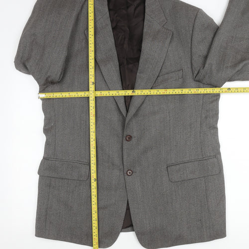 Magee Men's Grey Wool Herringbone Blazer Jacket 44R Classic Fit