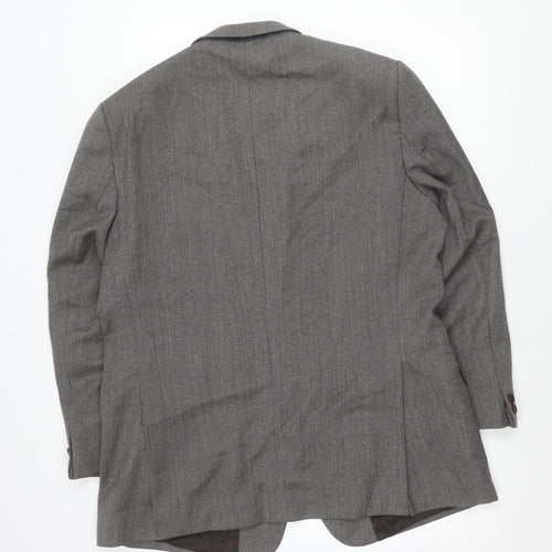 Magee Men's Grey Wool Herringbone Blazer Jacket 44R Classic Fit