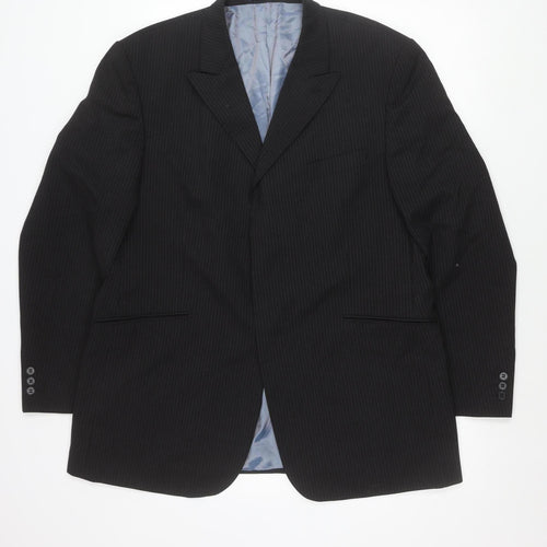Burton Mens Black Pinstripe Suit Jacket 46 Chest XL Regular Fit