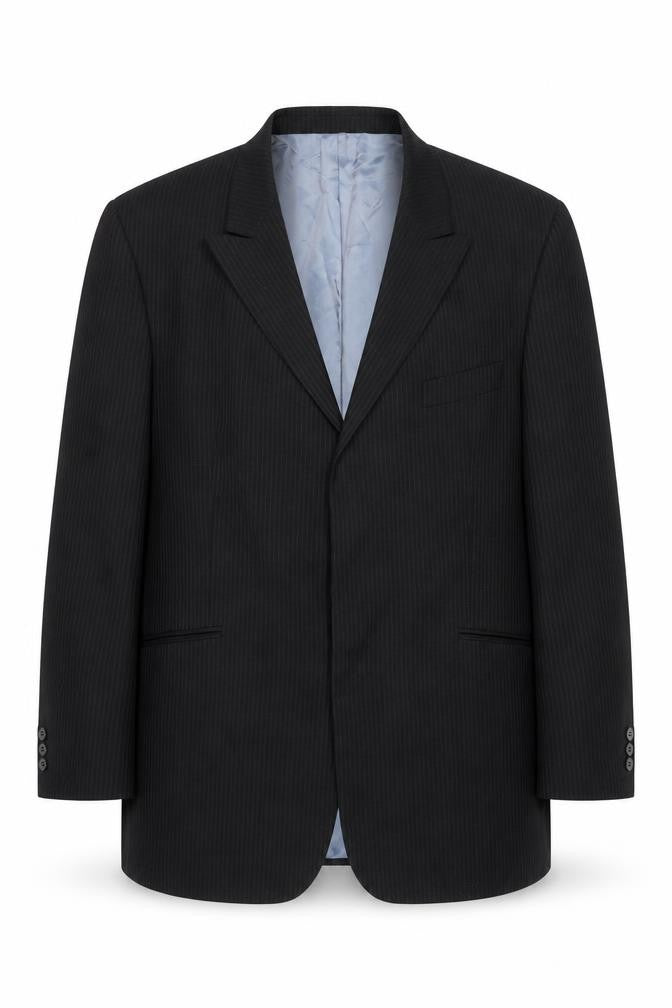 Burton Mens Black Pinstripe Suit Jacket 46 Chest XL Regular Fit