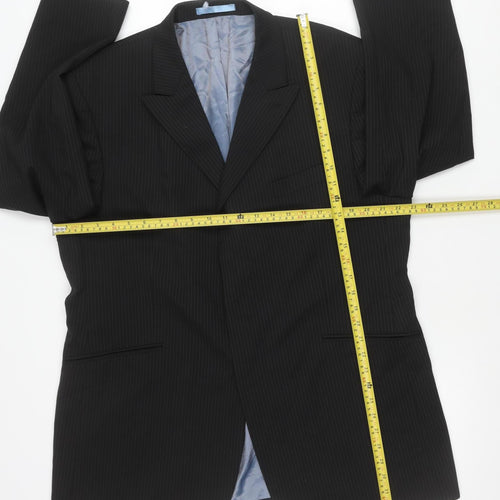 Burton Mens Black Pinstripe Suit Jacket 46 Chest XL Regular Fit