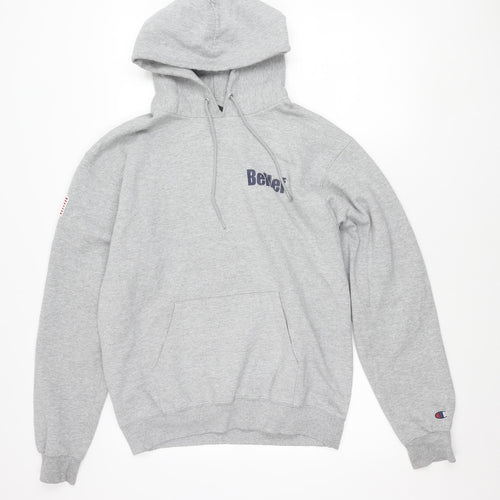 Belief Mens Grey Pullover Hoodie Medium Graphic Print USA Logo