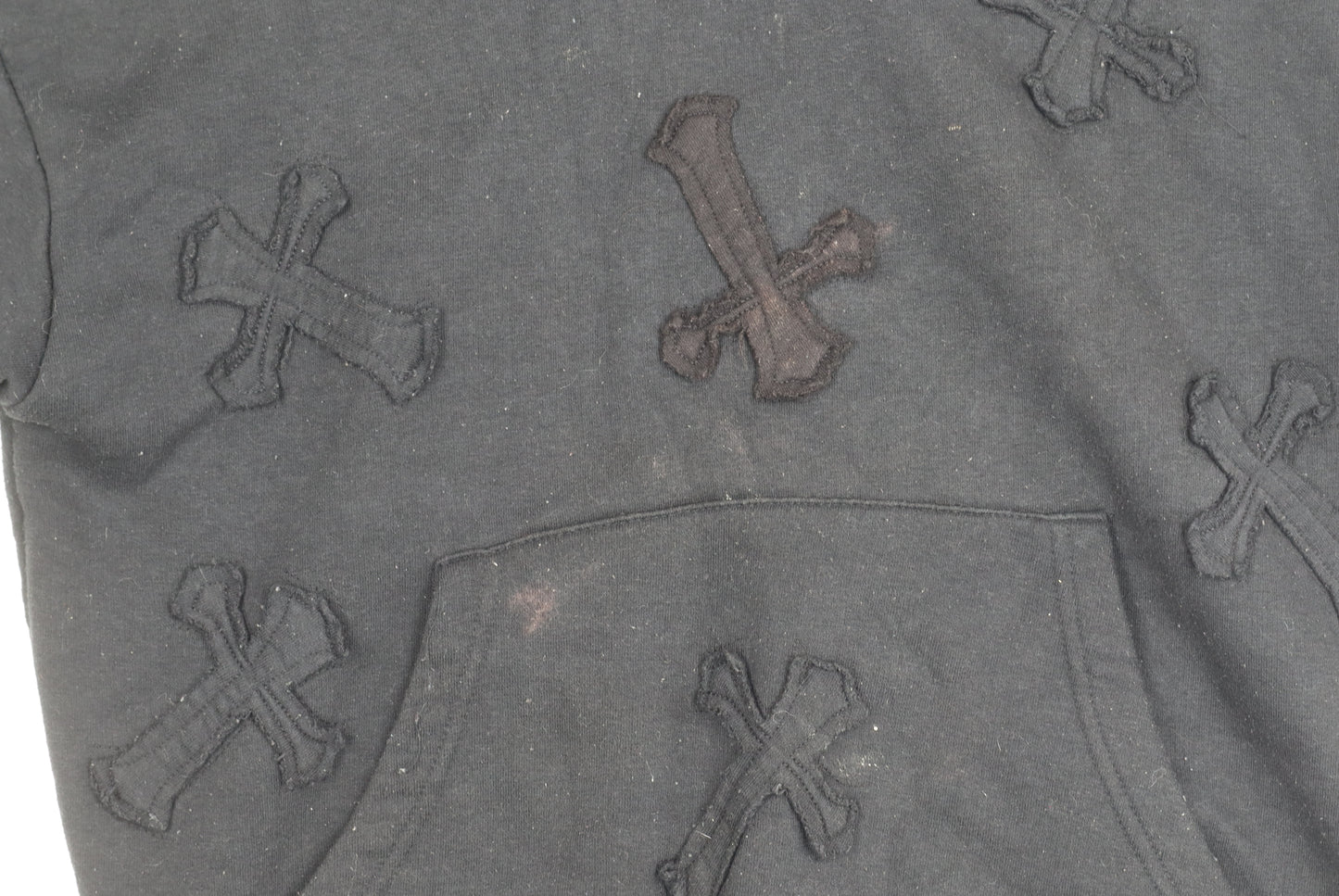 EGO Women’s Black Hoodie UK 8 Gothic Cross Embroidered Pullover