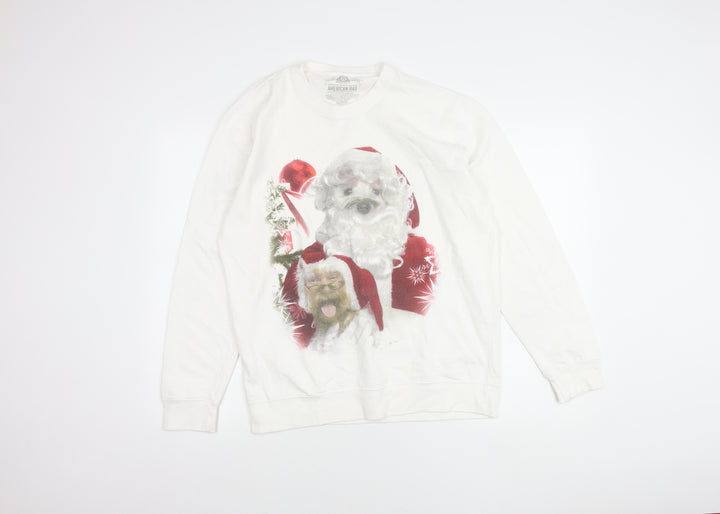 American Rag Men’s White Christmas Dog Print Sweatshirt L