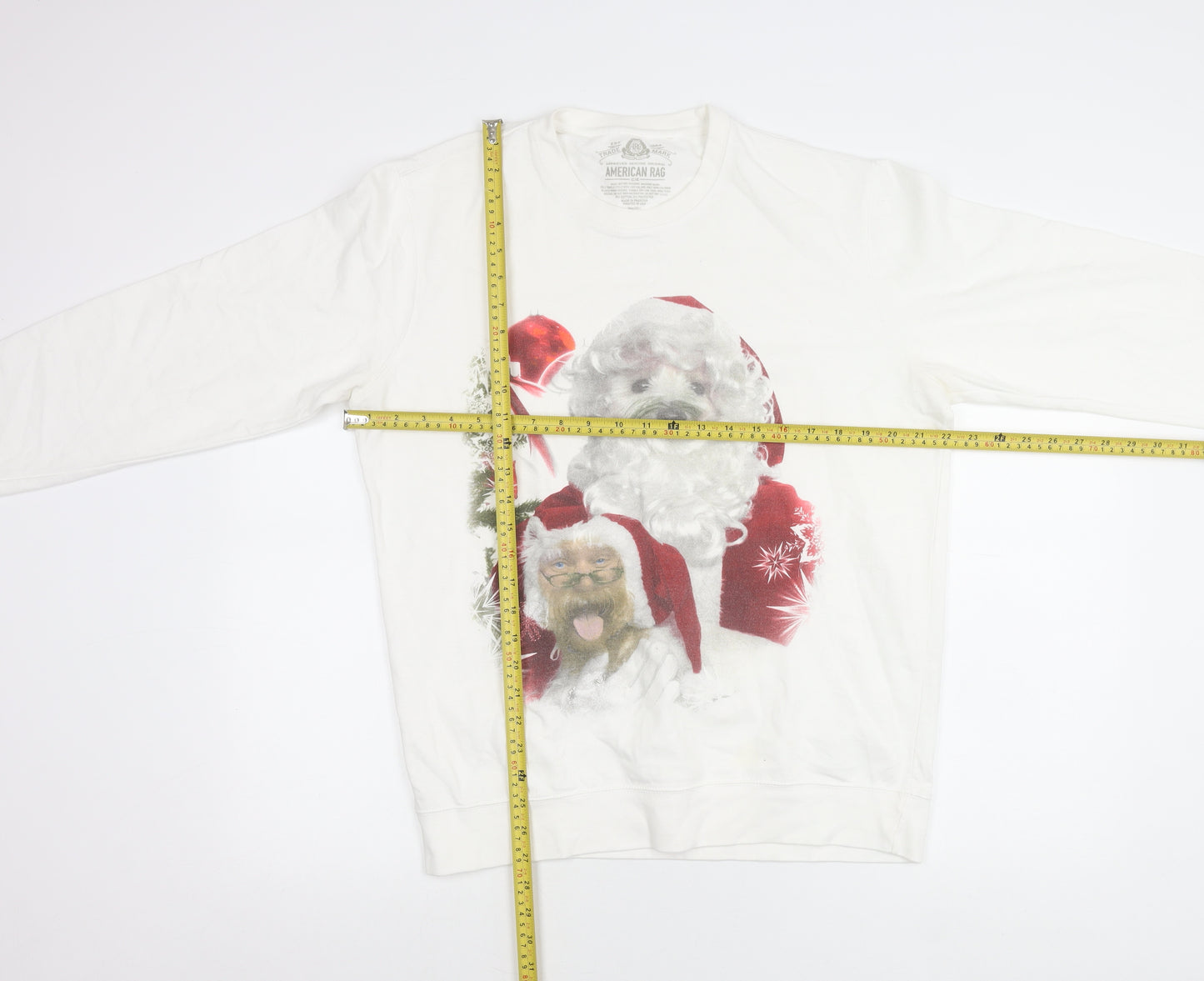 American Rag Men’s White Christmas Dog Print Sweatshirt L