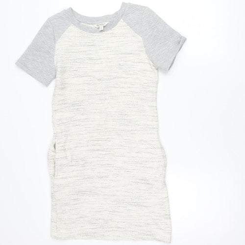 Miss Selfridge Women’s White Grey Short T-Shirt Dress Size 4