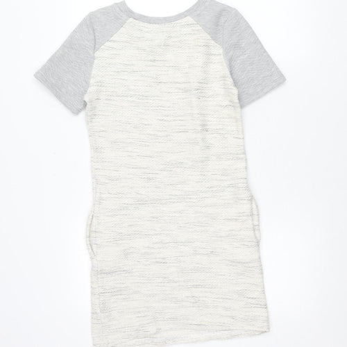 Miss Selfridge Women’s White Grey Short T-Shirt Dress Size 4