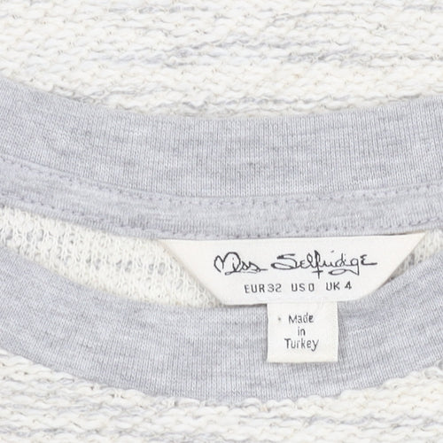 Miss Selfridge Women’s White Grey Short T-Shirt Dress Size 4
