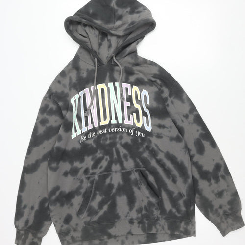Hollister Unisex Grey Tie Dye Pullover Hoodie S Kindness Graphic