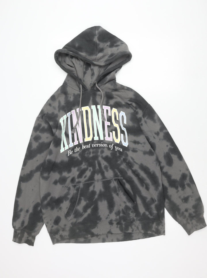 Hollister Unisex Grey Tie Dye Pullover Hoodie S Kindness Graphic