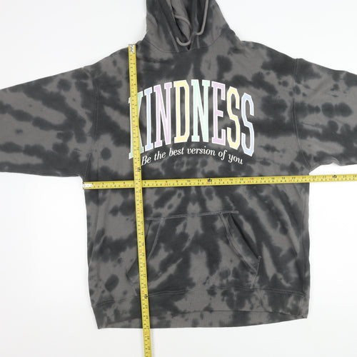 Hollister Unisex Grey Tie Dye Pullover Hoodie S Kindness Graphic