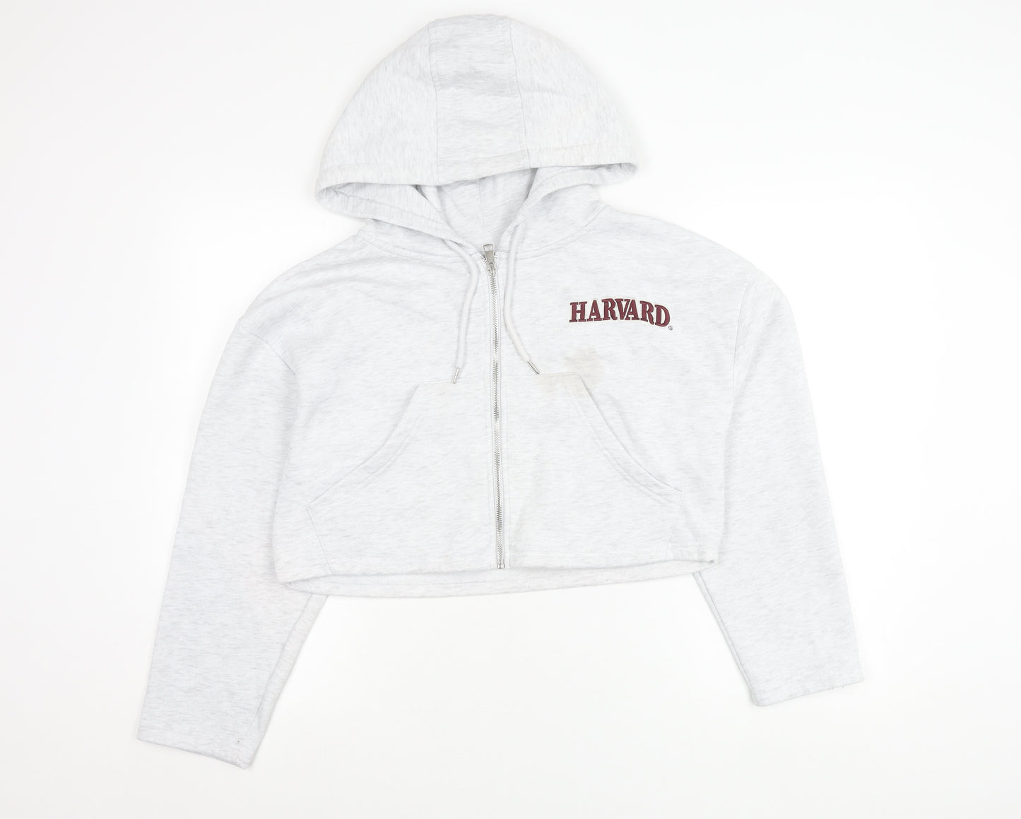 Primark Women’s Grey Cropped Harvard Hoodie Jacket Size 12