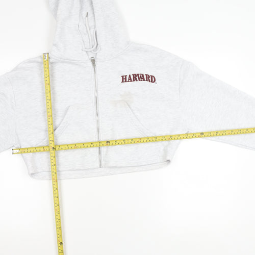 Primark Women’s Grey Cropped Harvard Hoodie Jacket Size 12