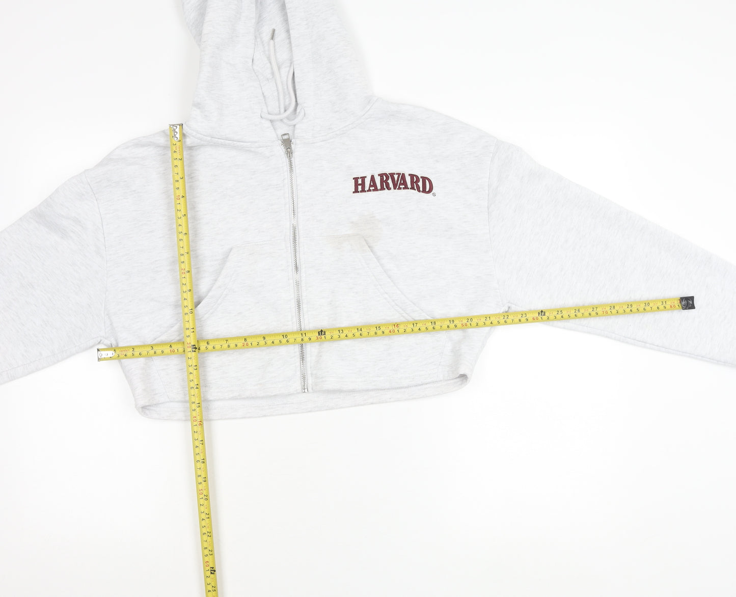 Primark Women’s Grey Cropped Harvard Hoodie Jacket Size 12
