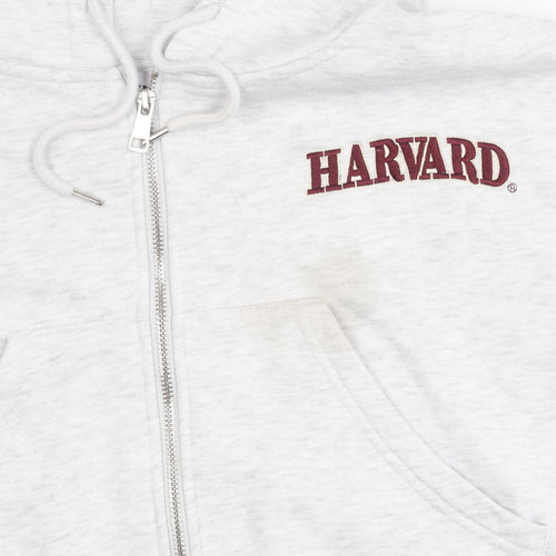 Primark Women’s Grey Cropped Harvard Hoodie Jacket Size 12