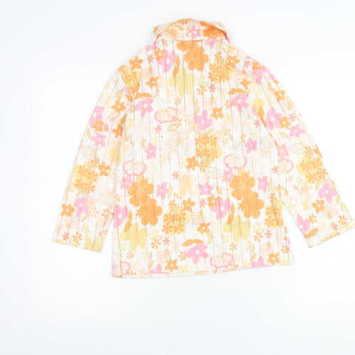 Shouwei Womens Multicoloured Floral Collared Blouse M Long Sleeve Cotton Blend