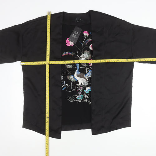 New Look Womens Black Embroidered Kimono Blouse Size 8