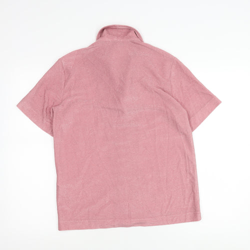 Never Fully Dressed Women’s Pink Button-Up Shirt Size S Short Sleeve