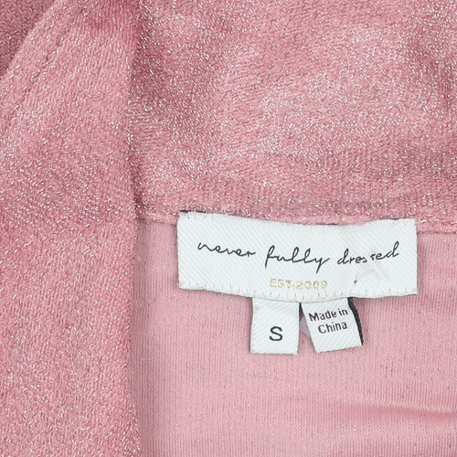 Never Fully Dressed Women’s Pink Button-Up Shirt Size S Short Sleeve