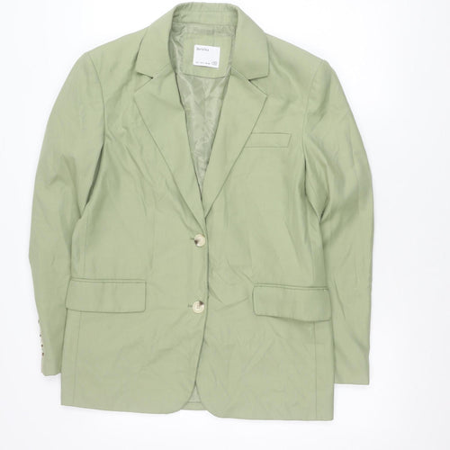 Bershka Womens Green Blazer Size 8 Regular Fit Tailored Jacket