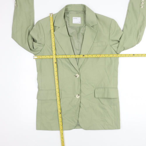 Bershka Womens Green Blazer Size 8 Regular Fit Tailored Jacket